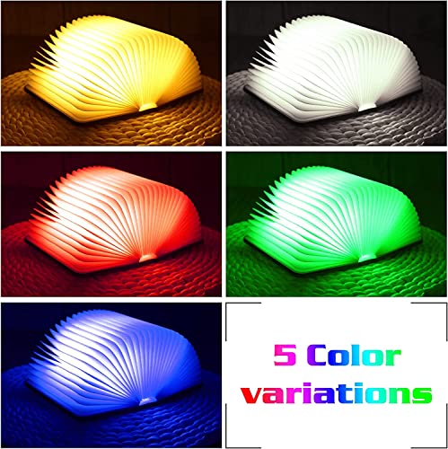 LQZHBDWZ Folding Wooden Book Ligh, Novelty Lamp Book LEDï¼ŒPortable USB Rechargeable Book Lamp, 5 Colors LED Table Lamp for Decoration, Magnetic Design, Creative gifts for classmates' girlfriend