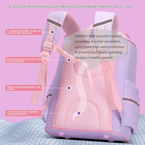 KASTWAVE Unicorn Backpack for Girls, Kids backpacks, 15" Kids Backpacks for Girl Purple Kids Elementary Bookbag Girls Backpack for School, Backpack for Girls 5-12 (Unicorn) 聽