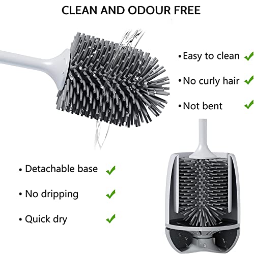 DIKXO Toilet Brush, Toilet Bowl Brush and Holder, Toilet Cleaner Brush for Bathroom,Floor Standing & Wall Mounted Toilet Scrubber Without Drilling