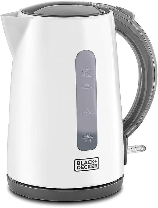 BLACK+DECKER Cordless Electric Kettle, 2200W, 1.7L Capacity, Quick Boiling, Lightweight Design, 360 Swivel Base, Auto Shut-Off, Boil-Dry Protection, Concealed Heating Plate, White - JC70-B5 - White