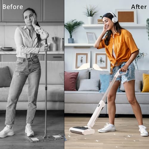 20W Wet-Dry Cordless Vacuum Cleaner - Dual Rollers & Self-Cleaning | 40-60 Min Runtime, Rechargeable Handheld Vacuum Cleaner and Mop with LED Display for Hard Floors & Pet Hair