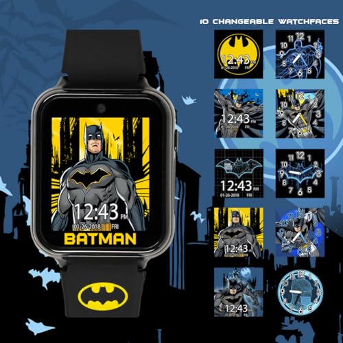 Batman Kids Smart Watch Touchscreen with Camera Voice Recorder Games Stopwatch Alarm Timer Fitness Tracker Calculator – Adjustable Strap Fits 5.5" to 8" Wrists