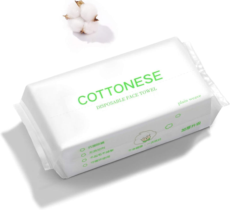 Mumoo Bear Disposable Face Towel Facial Cotton Tissue Pure Cotton Dry Wipes Soft Makeup Remover Towel for Sensitive Skin Portable (70 Counts)