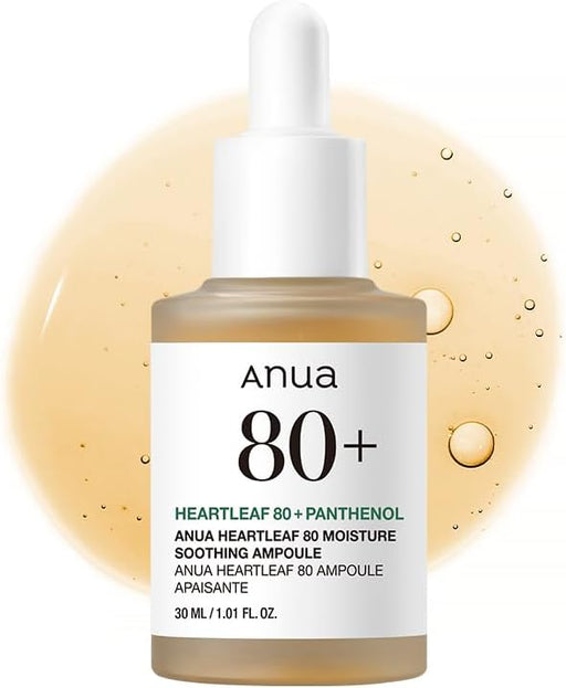 Heartleaf 80 Soothing Ampoule, Hydration Facial Serum for Glass Skin, Panthenol, Hyaluronic Acid, Non-Greasy, Gentle Formula, Lightweight Essence, Vegan, Korean Skin Care, 30ml/1.01 fl.oz - Heartleaf