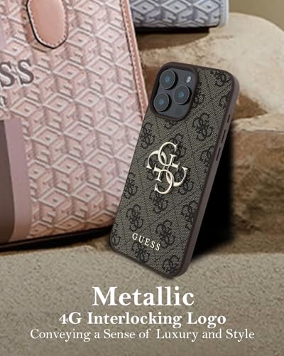 CG MOBILE Guess Case Compatible with iPhone 16 Pro Max Back Cover Hul - 4G PU Big Logo - Brown (iPhone 16 Pro Max)