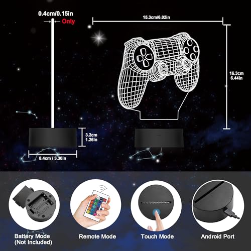 eWINNER 3D Gamepad Illusion Lamp, Game Controller Night Light with Remote Control and Timing Function 16 Color Changing Gaming Room Decor Best Gamer Gift