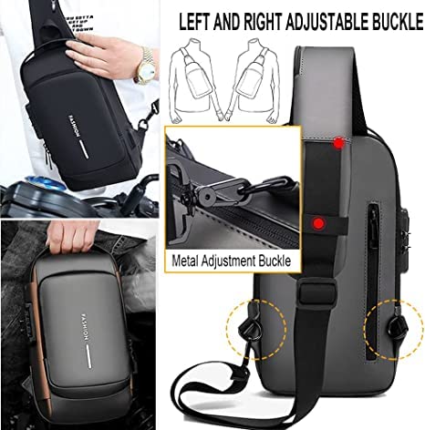 Furixin Anti-theft Sling Bag Business Men Bag Chest Crossbody bags with USB Charging Port Waterproof Small Backpack for Outdoor Work Hiking Running Sport Travel Bag Black (B)
