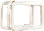 Rownyeon Clear Makeup Case Toiletry Bag Multipurpose Travel Makeup Train Case Portable Cosmetic Organizer Transparent Storage Bag - White1