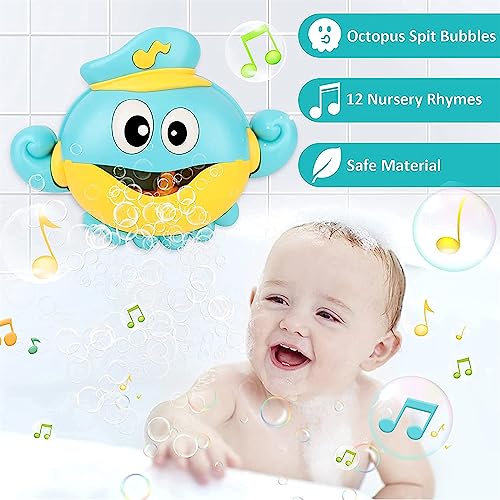 X spring Baby Bath Toys, Bath Bubble Machine with Nursery Rhymes, Baby Bath Toys Bubble Maker, Crab Bubble Machine Bat Bath Toys for Toddlers, Babies, Boys, Girls