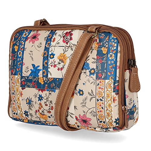 MultiSac Womens Zippy Triple Compartment Crossbody Bag Cross Body