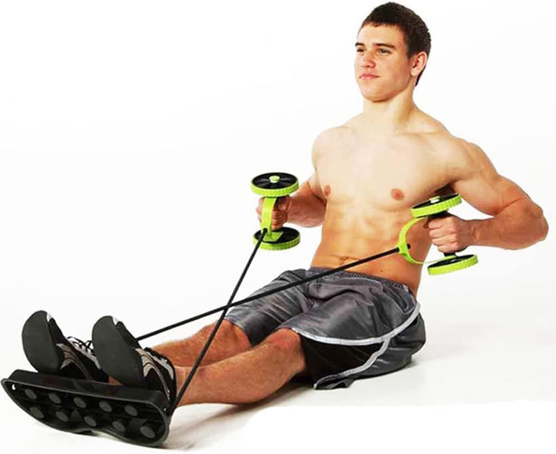 Double Wheel Ab Roller Abdominal Trainer, Multi-Function Core Workout Machine with Adjustable Resistance, Non-Slip Pads & Foam Handles for Home Gym Fitness Equipment EM-1834 - One Size