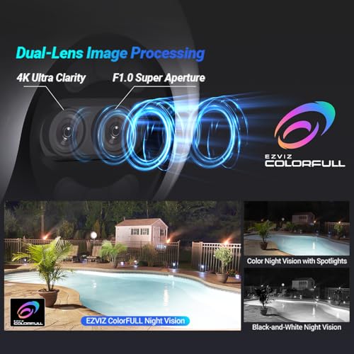EZVIZ 4K WLAN IP PT Camera, Outdoor Camera with AI Person Detection, Active Defense, 30 Metre Colour Night Vision and Double Lens, H80x