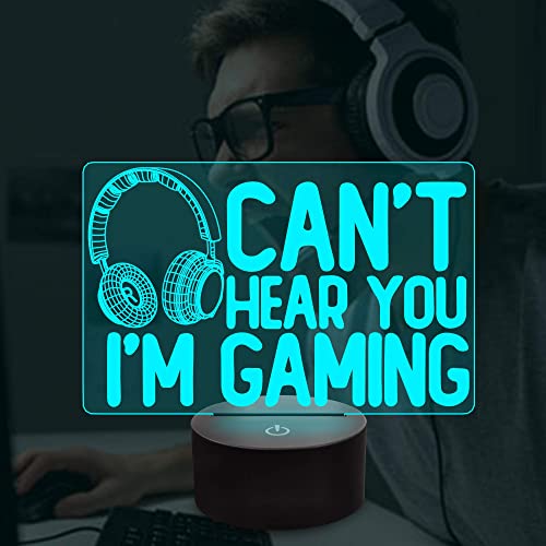 NALACAL Can't Hear You I'm Gaming Night Light, Headset Graphic Video Games Gamer Gift Funny 3D Illusion Lamp 16 Colors Changing Touch & Remote Control for Men Gamers Teenagers and Kids