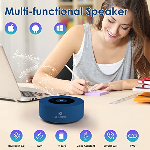 XLEADER Travel Case Packed, Upgraded, Bluetooth Speaker, LED Touch Design, Custom Bass Radiator, Mini Speaker, Mic/TF Card/Aux, HD Sound, 15H Playtime, for Shower Room Hiking Camping Gift, Sea Blue