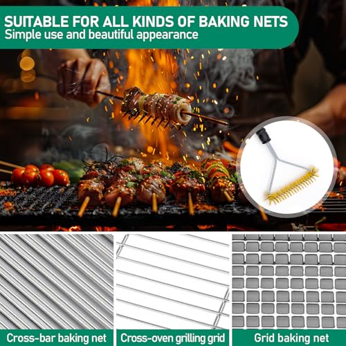 JLNGTHONG 2 Pieces Grill Brush, 12 Inch Non-Scratch Brass Bristles Grill Cleaning Brush, Wide Faced Spiral Barbeque Grill Accessories for Kitchen, Outdoor Grill