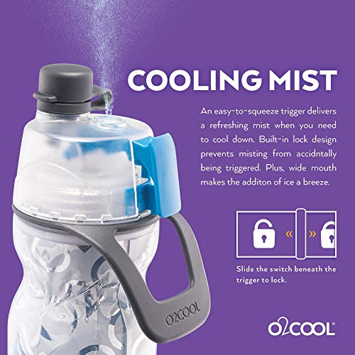 O2COOL Mist N' Sip Insulated Water Bottle - 20 oz, Raspberry Ombre Color | 2-in-1 Function, Double-Wall Insulation, BPA-Free | Perfect for Sports, Cycling & Outdoor Activities