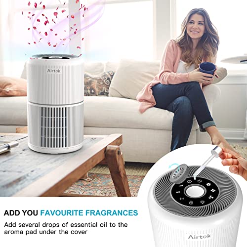 AIRTOK 2 Pack Air Purifier for Home Bedroom with H13 True HEPA Filter for Smoke, Smokers, Dust, Odors, Pollen, Pet Dander | Quiet 99.9% Removal to 0.1 Microns | White Available for California