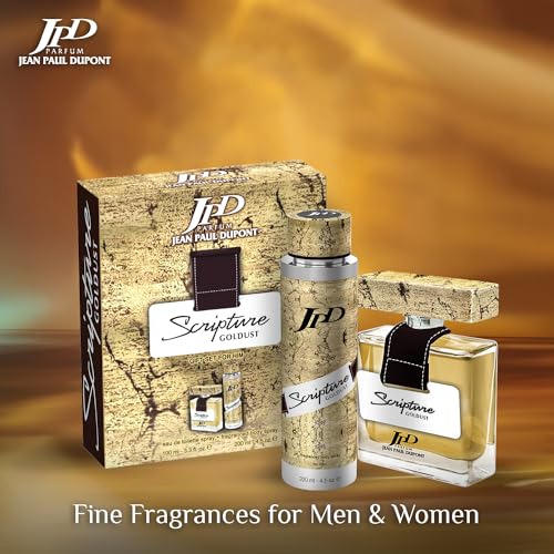 Jean Paul Dupont (JPD) Scripture Goldust - 2 Pieces Promo Pack for Men - Eau de Toilette 100ml + Body Spray 200ml - Gift for Him - Perfume Gift Set - Oriental, Floral and Woody notes