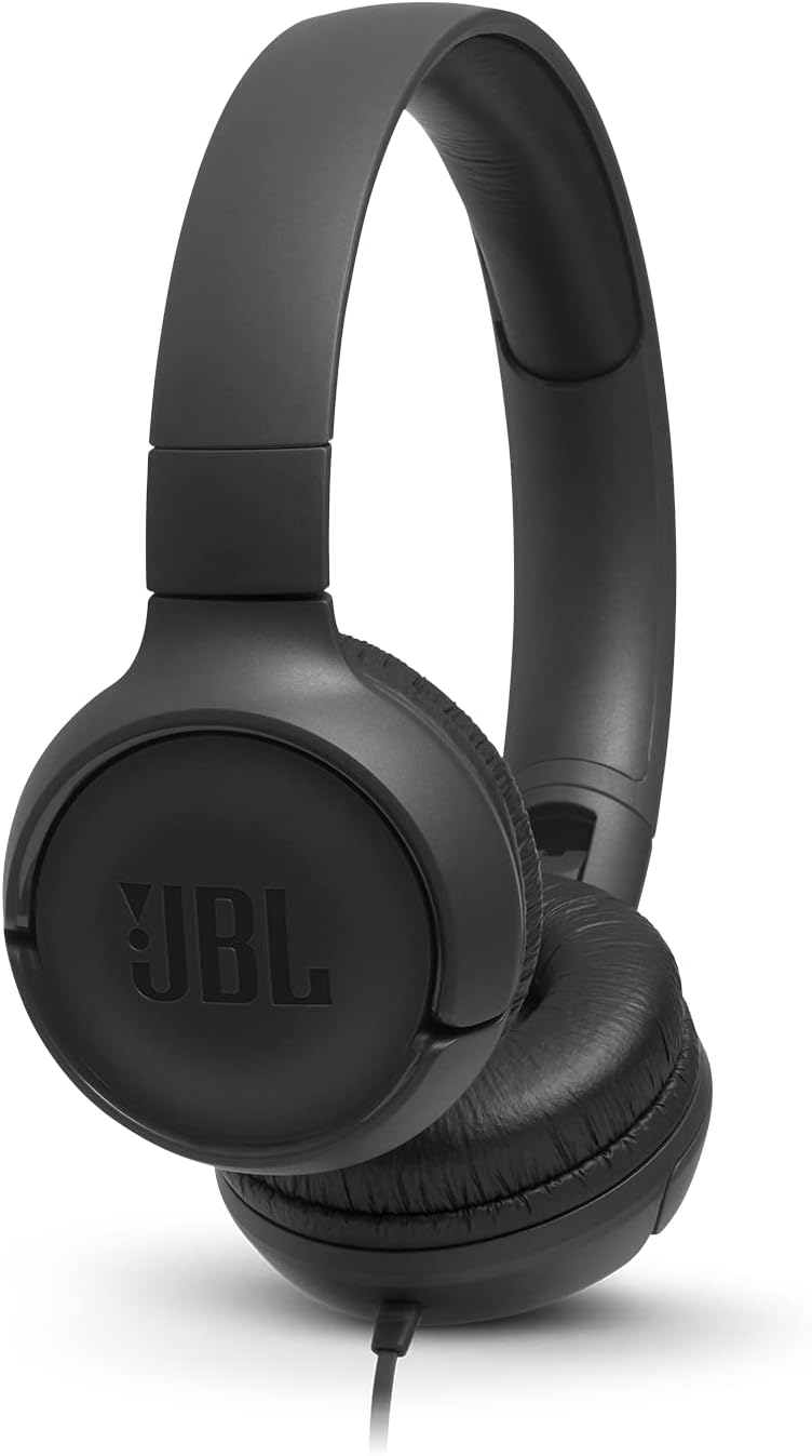 JBL Tune 520C USB-C Wired Headphones Hi-Res Audio, Pure Bass Sound, 3-Button Remote, Padded On-Ear Design Purple - JBL Tune 500 Black