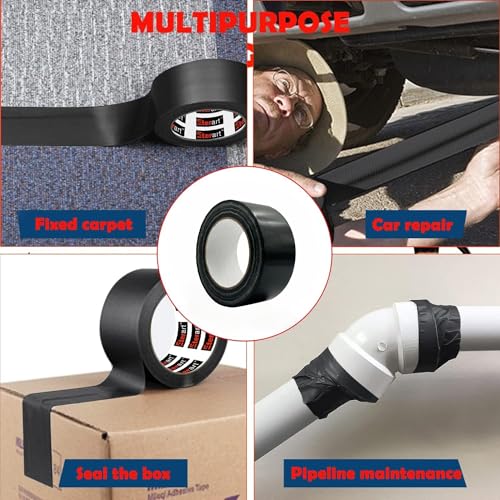HULPPRE Black Heavy Duty Duct Tape, 2 in x 22 Yards, Strong Adhesive and Water-resistant, Tear by Hand,No residue,Bulk Value for Repairs,Industrial Tape for Indoor and Outdoor (Black duct tape)