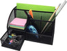 Valuxe Mesh Desk Organizer Pencil Holder with Drawer - All in One Pen Holder for Desk, Multi-Functional Caddy Pen Holder Stationery Desk Accessories Organizer for Office, Home, School, Classroom