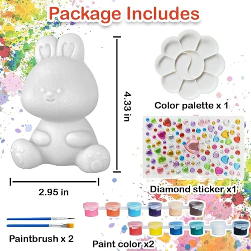 Moonmen Paint Your Own Moon Lamp Kit, DIY 3D Moon Night Light with Wooden Stand,Space Toys Night Light Gift for Kids Ages 3-12, Arts and Crafts Kit for Teens Girls Boys (rabbit)