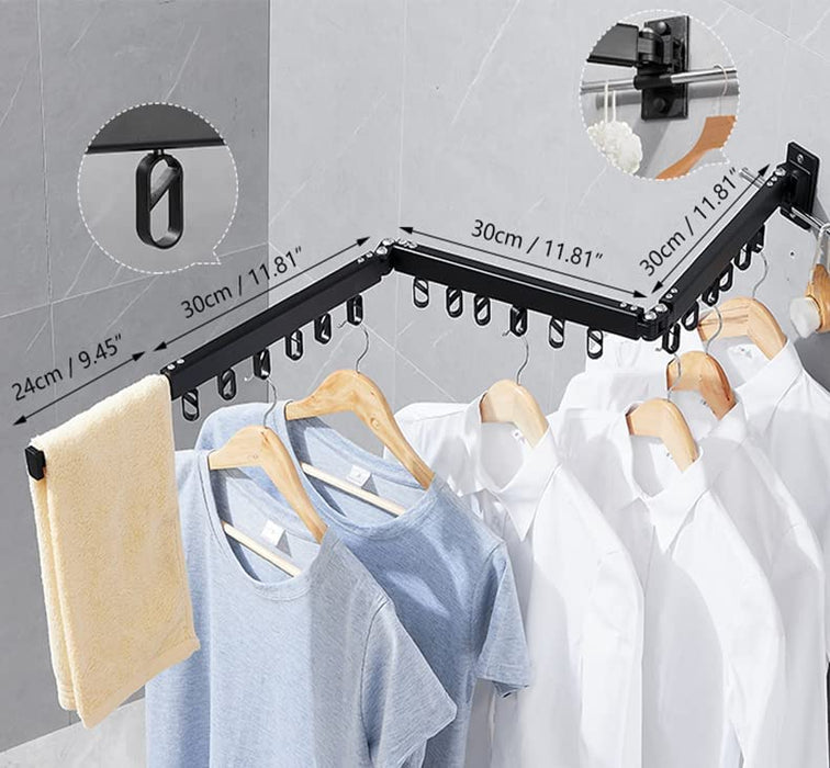 SKYISOK Foldable Clothes Hanger Wall Mount Retractable Cloth Drying Rack Indoor Outdoor Aluminum Home Laundry Clothesline Space Saving