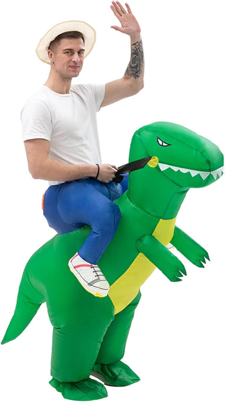 Inflatable Dinosaur Costume for Adults Animal Riding Cosplay Outfit Cute and Fancy Inflatable Halloween - Green