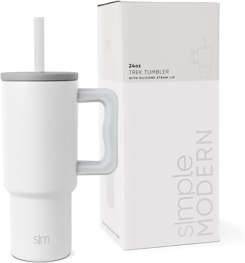Simple Modern Kids 24 oz Tumbler with Handle and Silicone Straw Lid | Spill Proof and Leak Resistant | Reusable Stainless Steel Bottle | Gift for Kids Boys Girls | Trek Collection | Asteroid