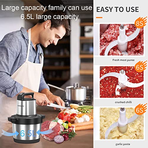 SOKANY 1500W Meat Grinder Electric, Food Grinder 6.5L Stainless Steel Meat Blender Food Chopper for Meat, Vegetables, Fruits and Nuts with 4 Sharp Blades.. (SK-7033, 1500W, 6,5L)