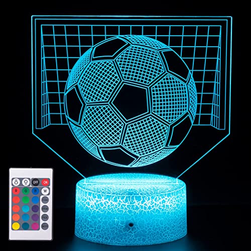 Football 3D Illusion Lamp, Football Gifts for Boys Girls, 3D Night Light with 16 Colors Change Remote Control Decorative Desk Lamp Creative Birthday Christmas Gift Sports Fans Toys (Football 3)