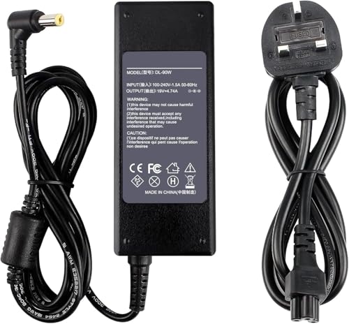 New 90W/19V/4.74A) Laptop Charger For Acer Notebook Computer PC Power Cord Supply Lead AC Adapter Aspire Nitro Spin TravelMate Series (75W Compatible) Connector【5.5 x 1.7mm】