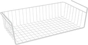 MARKQ Hanging Under Shelf Storage Basket, Large Wire Basket Space Saving Organizer for Kitchen Office Bathroom Cupboard Pantry Cabinet Bookshelf, White - Large White