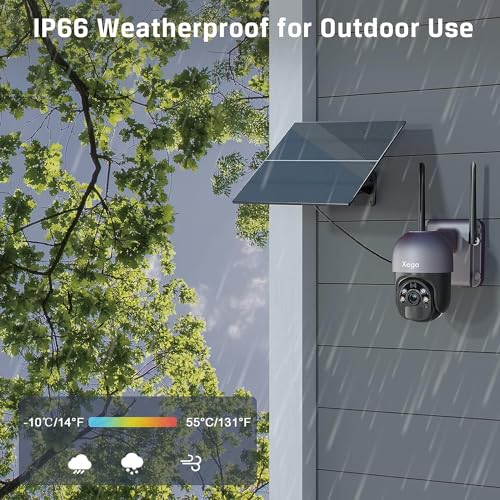 Xega 4G LTE Security Camera【20W Solar Panel 20,000mAh Battery】 with SIM Card - [24/7 Record] Solar Powered Security Camera Outdoor Wireless, 2K HD Color Night Vision CCTV, PIR Motion Detection, IP66