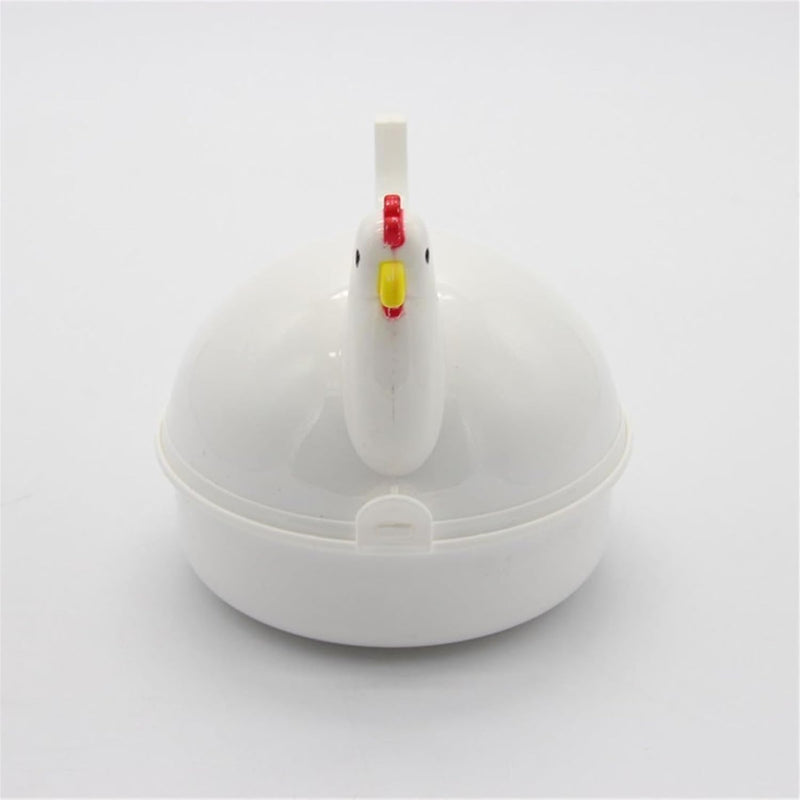 THE WHITE SHOP Chicken Shape Microwave Egg Cooker 4 Eggs Capacity Boiler Steamer Poacher for Omelet & Soft, Medium, Hard-Boiled Egg