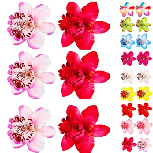 MAKINGTEC Flower Hair Clips, Orchid Hair Clips Bohemian Style Hair Accessories, Multicolor Hair Clips for Ladies Girls, Wedding Party Styling Decorative Accessories (20pcs)