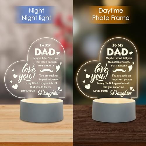 MAKINGTEC Dad Night Light - Engraved Acrylic Lamp Gift for Fatherâ€™s Day, Birthday, or Christmas - Thoughtful Present from Daughter Son - Perfect for Stepdad Father-in-Law
