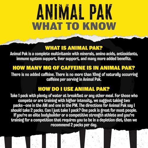 Animal Pak - Convenient All-in-One Vitamin & Supplement Pack - Zinc, Vitamins C, B, D, Amino Acids and More - Sports Nutrition Performance Mulitvitamin for Women & Men - Updated Version - 30 Count