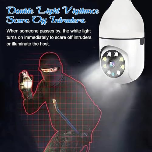 Bulb PTZ Indoor HD 1080P CCTV Wireless Camera Pan Tilt Zoom & Motion Sensor LED Light B22 Bulb Holder