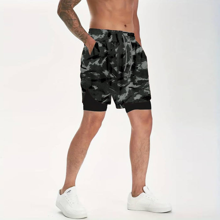 VITION Gym Shorts for Men, Men's Activewear Running Shorts,Drawstring Gym Shorts Men, 2 Layer Loose Athletic Shorts with 4 Pockets