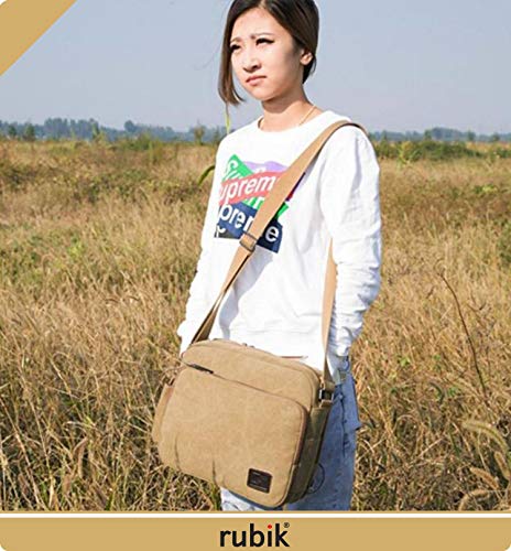 Rubik Shoulder Crossbody Side Bag, Multifunctional Canvas Messenger Handbag Purse for Work Business for Men and Women