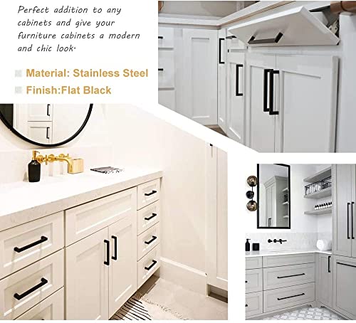 ELECDON 3Pack Black Square Cabinet Pull, ELECDON 5In Drawer Handle Stainless Steel Modern Hardware for Kitchen and Bathroom Cupboard Dresser Pulls