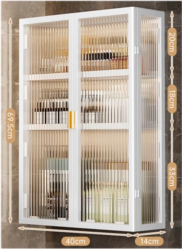 U-HOOME Wall Mounted Bathroom Storage Cabinet Shelf,Large Cosmetic Makeup Organizer Display,Toilet Shower Shampoo Kitchen Storage Organizer for Bedroom,Bathroom (3 Tier-40cm-white)