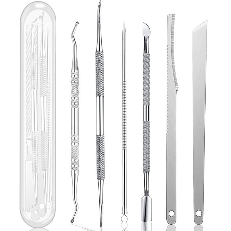 Insert and Nail File Pedicure Tool Set Stainless Steel Insert Toenail File Nail File Foot Care Stainless Steel Manicure and Pedicure Set 6 Pieces (With Storage Box)
