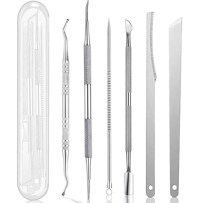 Insert and Nail File Pedicure Tool Set Stainless Steel Insert Toenail File Nail File Foot Care Stainless Steel Manicure and Pedicure Set 6 Pieces (With Storage Box)
