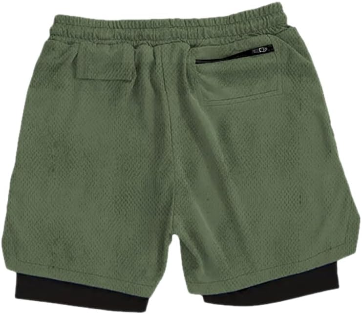 VITION Gym Shorts for Men, Men's Activewear Running Shorts,Drawstring Gym Shorts Men, 2 Layer Loose Athletic Shorts with 4 Pockets