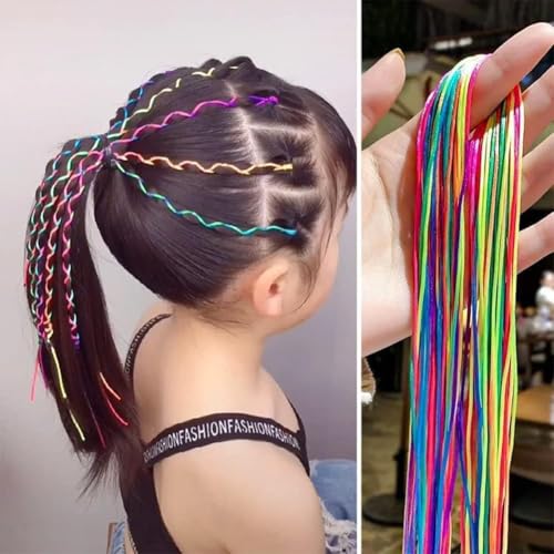 TERRIFI 116 Pcs Rainbow Hair Wraps for Braids & Dreadlocks, Elastic DIY Hair Accessories for African Girls, Colorful Gradient Ponytail Ties & Hair Extensions