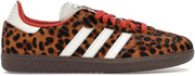 Adidas Samba OG Womens Sneaker, Silver Metallic Cracked Leather, 6.5 - Red Leopard White