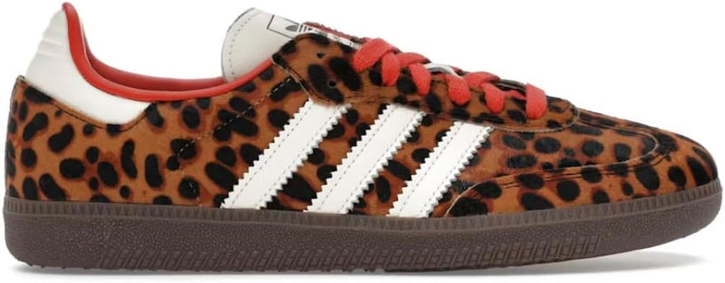 Adidas Samba OG Womens Sneaker, Silver Metallic Cracked Leather, 6.5 - Red Leopard White