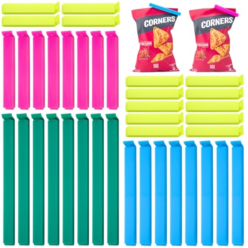 WISYOK Food Clips 40pcs, Bag Clips for Food Storage Plastic, Freezer Bag Clip, 4 Sizes and 4 Colors, Resuable Kitchen Sealing Clip Stay Fresh Longer for Snack, Sandwich, Bread